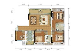 首钢鎏云大道4室2厅1厨2卫建面125.00㎡