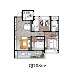 绿地·敔山天地3室2厅1厨2卫建面108.00㎡