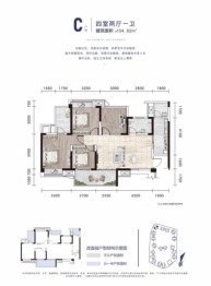 凯德卓锦万黛4室2厅1厨1卫建面104.82㎡