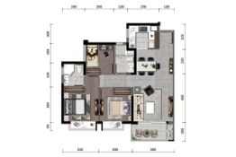 建鼎·源悦3室2厅1厨2卫建面90.00㎡