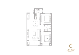 国赫天禧2室2厅1厨1卫建面89.00㎡