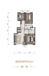 熙湖悦著3室2厅1厨1卫建面83.00㎡