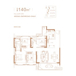 中海·映山湖4室3厅1厨2卫建面140.00㎡