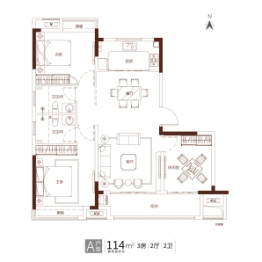 石榴湖山春晓3室2厅1厨2卫建面114.00㎡