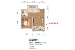 九坝生态度假区1室1厅1厨1卫建面42.07㎡