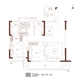 石榴湖山春晓3室2厅1厨2卫建面114.00㎡