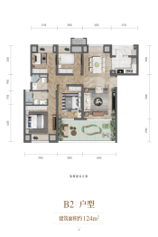 龙湖·紫云赋4室2厅1厨2卫建面124.00㎡