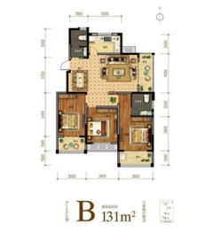 旭瑞和昌·溱水壹号3室2厅1厨2卫建面131.00㎡