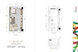 明城仁和购物中心1室1厅1厨1卫建面38.00㎡