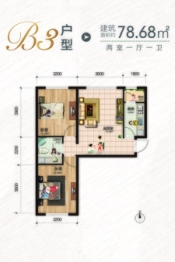 锦绣·东润御景2室1厅1厨1卫建面78.68㎡