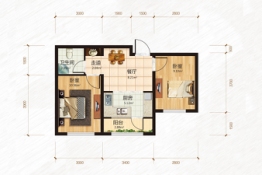 锦绣·东润御景2室1厅1厨1卫建面63.25㎡
