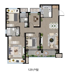 龙湖首开湖西星辰4室2厅1厨2卫建面129.00㎡