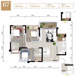 兴诚·锦云府3室2厅1厨2卫建面89.33㎡