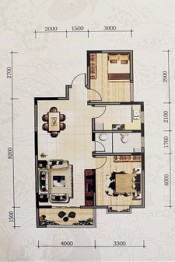 沣渭怡心岛2室2厅1厨1卫建面97.00㎡