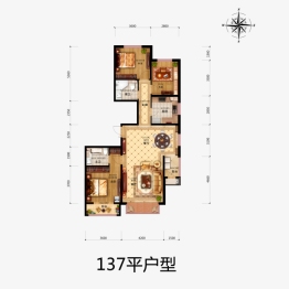 天资华府3室1厅1厨2卫建面137.00㎡