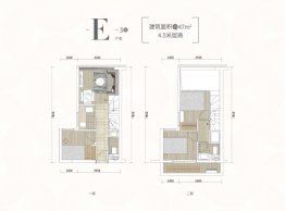 逸合中心（商用）3室1厅1厨2卫建面47.00㎡