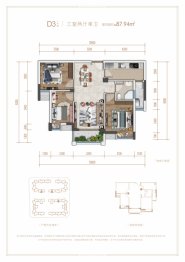 东韵花园3室2厅1厨1卫建面87.94㎡