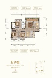 东投雍和府4室2厅1厨2卫建面113.00㎡