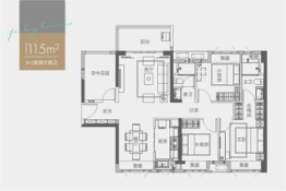 保利时代（佛山）3室2厅1厨2卫建面115.00㎡