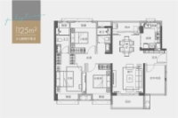 建面约125㎡三房户型
