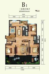 壹公馆3室2厅1厨2卫建面128.02㎡