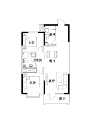 泰山华府2室2厅1厨1卫建面95.00㎡