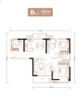 建面约107平米B6户型