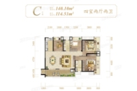 C户型建面140.1平