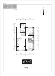 融创财富壹号2室2厅1厨1卫建面87.00㎡