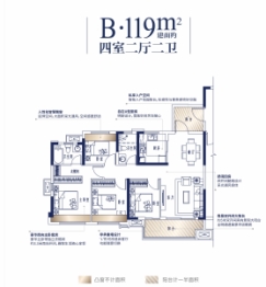 中海阅江府4室2厅1厨2卫建面119.00㎡