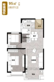 太原宝能城2室2厅1厨1卫建面95.00㎡