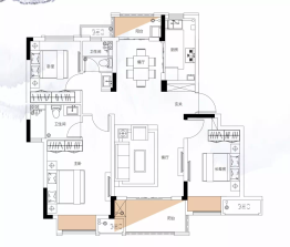 保利·庐山林语3室2厅1厨2卫建面110.00㎡