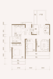 庆豪·天悦3室2厅1厨2卫建面112.00㎡