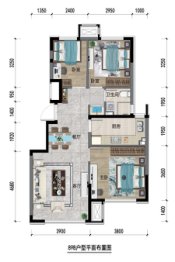 保利和府3室2厅1厨1卫建面89.00㎡