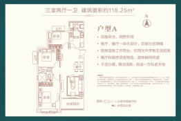 济南恒大悦珑台3室2厅1厨1卫建面118.25㎡