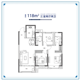 绿地·国际博览城3室2厅1厨2卫建面118.00㎡