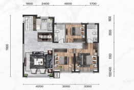 远洲·大都汇3室2厅1厨2卫建面135.00㎡