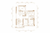 盛世天禧5#楼1单元02户型 三房两厅两卫+阳台 建面约124.30㎡