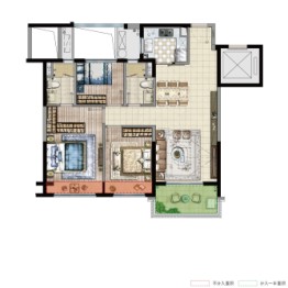 时代天境3室2厅1厨2卫建面97.00㎡