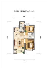 首钢·柒里风华2室2厅1厨1卫建面78.72㎡