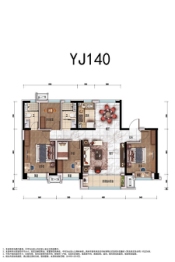 碧桂园金誉府4室2厅1厨2卫建面140.00㎡