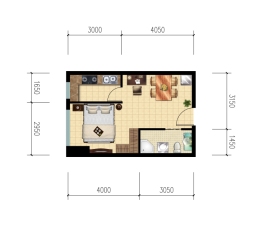 中凯学府寓1室1厅1厨1卫建面45.00㎡