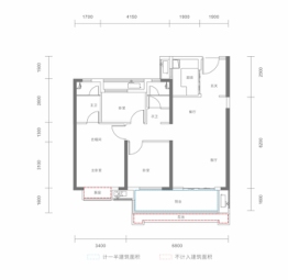 当代上品3室2厅1厨2卫建面103.00㎡