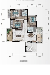 龙腾御锦3室2厅2卫建面108.00㎡