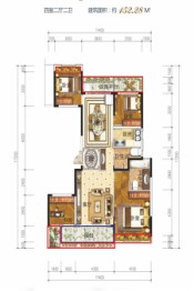 高新现代城4室2厅1厨2卫建面152.28㎡