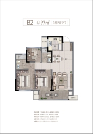 宝龙融信新世邸3室2厅1厨2卫建面97.00㎡