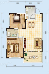 铜锣洲壹号2室2厅1厨1卫建面87.46㎡