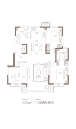 中交香颂3室2厅1厨2卫建面123.00㎡