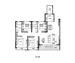 金辉天镜云著4室2厅1厨2卫建面126.00㎡