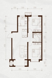 金域缇香二期2室2厅1厨1卫建面91.00㎡